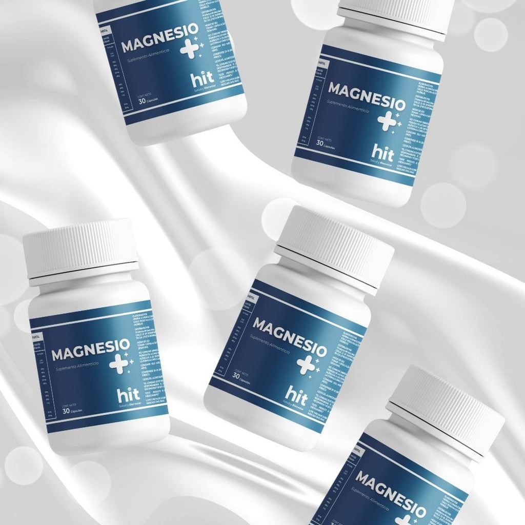 HIT Magnesio – Complemento Alimenticio con Magnesio | Apoyo a Energía, Músculos y Bienestar | 30 Cápsulas por Caja | Pack de 5 Piezas