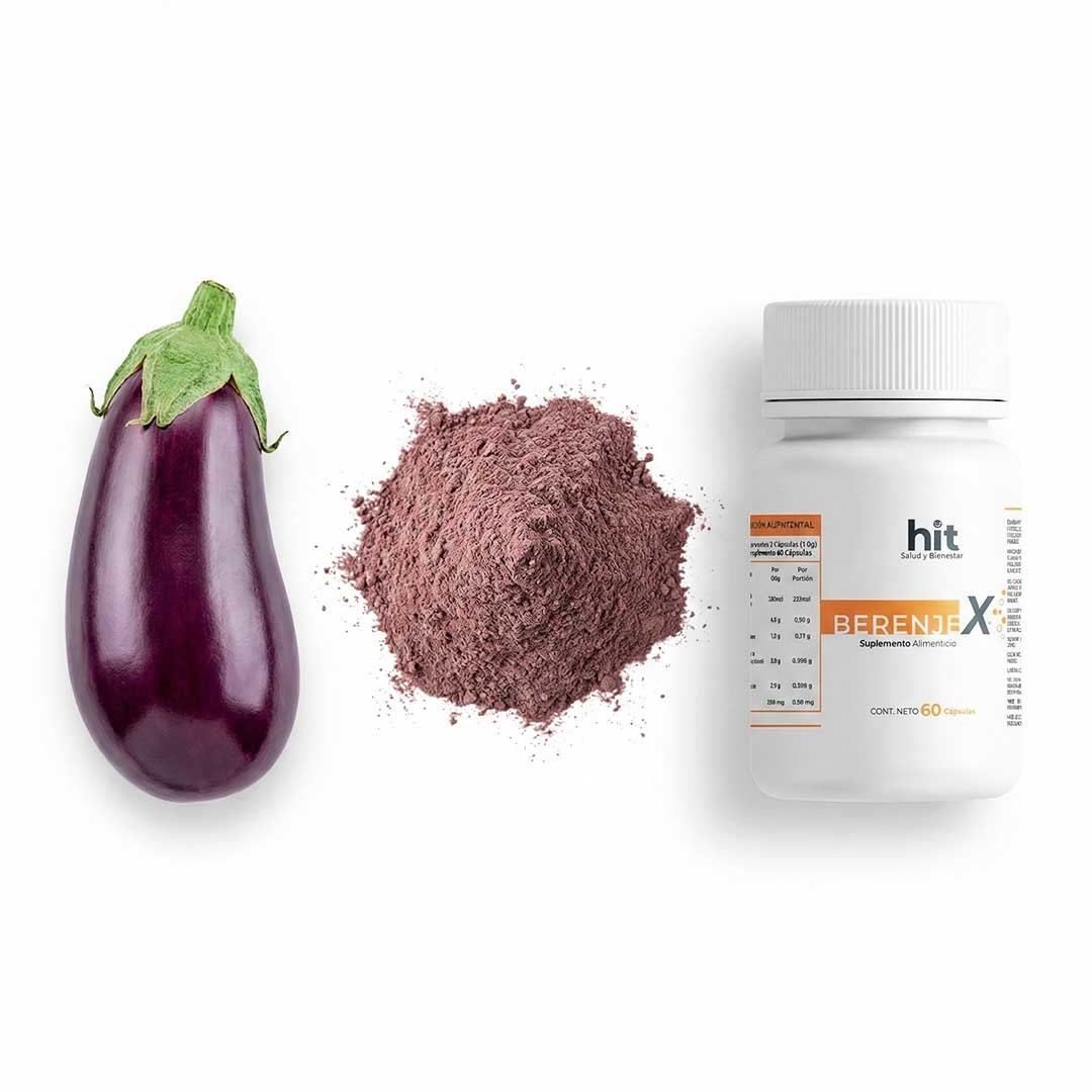 HIT® Berenjex® Berenjena con Nuez en Cápsulas 60 pzs | Complemento Alimenticio de Origen Natural | Bienestar Diario | Uso Adulto