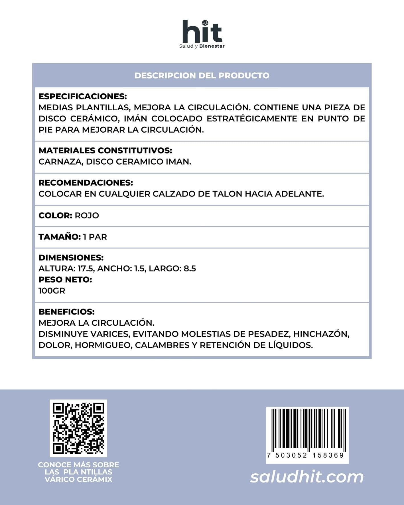 Plantillas para Pies VARICO CERAMIX® HIT 38 g | Plantillas de Confort con Disco Cerámico y Superficie Texturizada | Uso Diario | Unisex  3 piezas