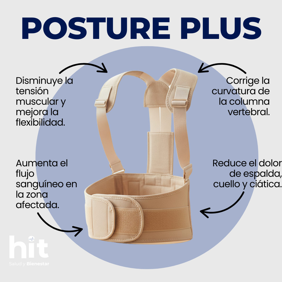Soporte de Espalda POSTURE PLUS® con Discos Cerámicos de Turmalina | Corrector de Postura Ergonómico | Faja Postural Ajustable y Transpirable | Uso Diario 2 pz