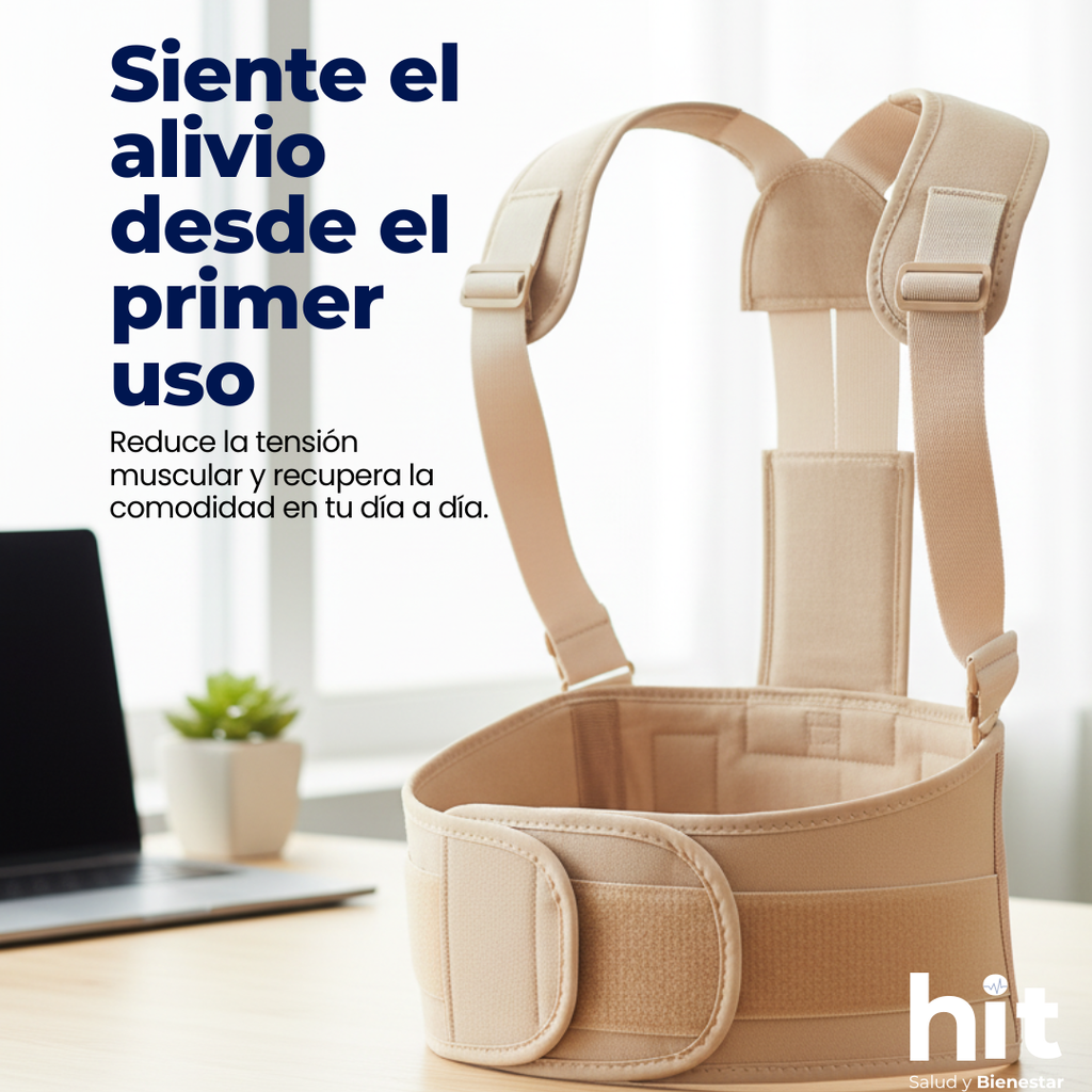 Soporte de Espalda POSTURE PLUS® con Discos Cerámicos de Turmalina | Corrector de Postura Ergonómico | Faja Postural Ajustable y Transpirable | Uso Diario 2 pz