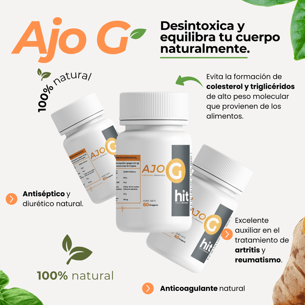 HIT® Ajo G en Cápsulas 60 grageas | Complemento Alimenticio a Base de Ajo | Fórmula de Origen Natural con Perejil | Uso Adulto