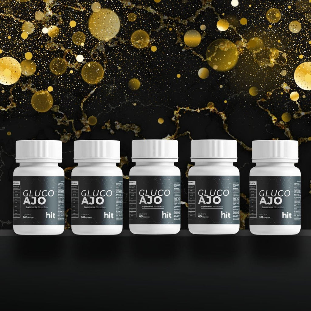 Gluco Ajo – Complemento Alimenticio en Cápsulas 60 pzs + Colágeno Hidrolizado en Polvo/Tabletas 5 pzs | Apoyo Bienestar General | Uso Diario