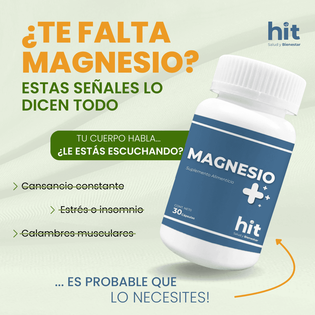 HIT Magnesio – Complemento Alimenticio con Magnesio | Apoyo a Energía, Músculos y Bienestar | 30 Cápsulas por Caja | Pack de 5 Piezas
