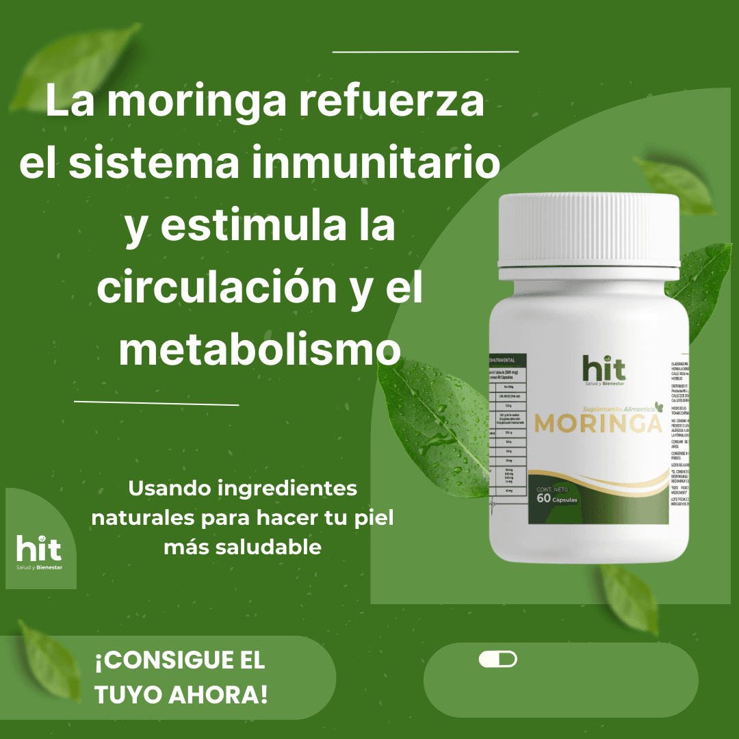 HIT Moringa – Complemento Alimenticio a Base de Moringa | Apoyo al Bienestar General y Vitalidad | 60 Cápsulas por Caja | Pack de 5 Piezas
