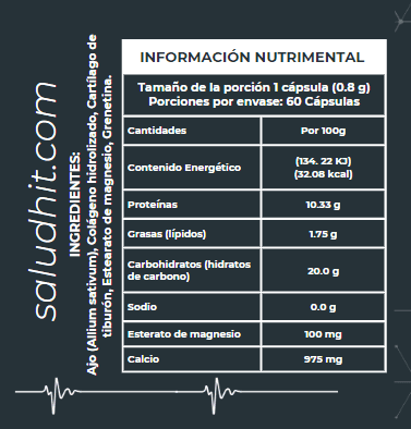 HIT® Gluco Ajo C2® en Cápsulas 30 pzs | Complemento Alimenticio con Ajo, Colágeno y Glucosamina | Fórmula de Origen Natural | Uso Adulto