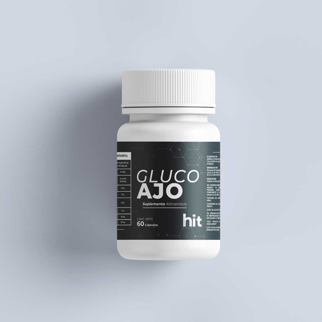 HIT® Gluco Ajo C2® en Cápsulas 30 pzs | Complemento Alimenticio con Ajo, Colágeno y Glucosamina | Fórmula de Origen Natural | Uso Adulto