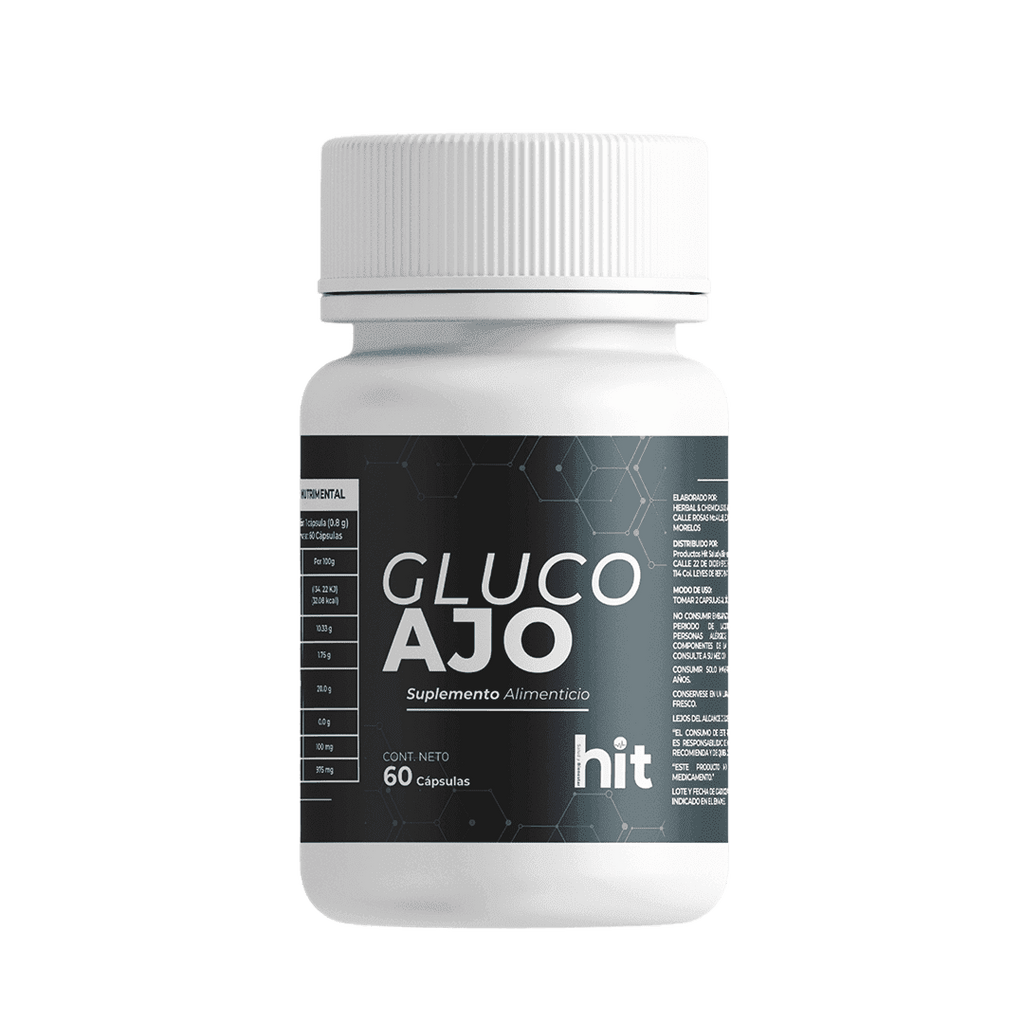 HIT® Gluco Ajo C2® en Cápsulas 30 pzs | Complemento Alimenticio con Ajo, Colágeno y Glucosamina | Fórmula de Origen Natural | Uso Adulto