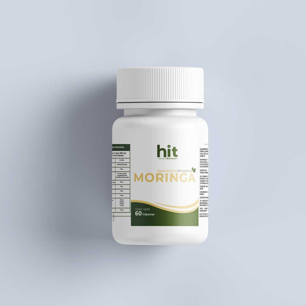 HIT® Moringa en Cápsulas 60 pzs | Complemento Alimenticio con Moringa, Uva, Té Verde y Alga Espirulina | Fórmula Herbal de Origen Natural | Uso Adulto