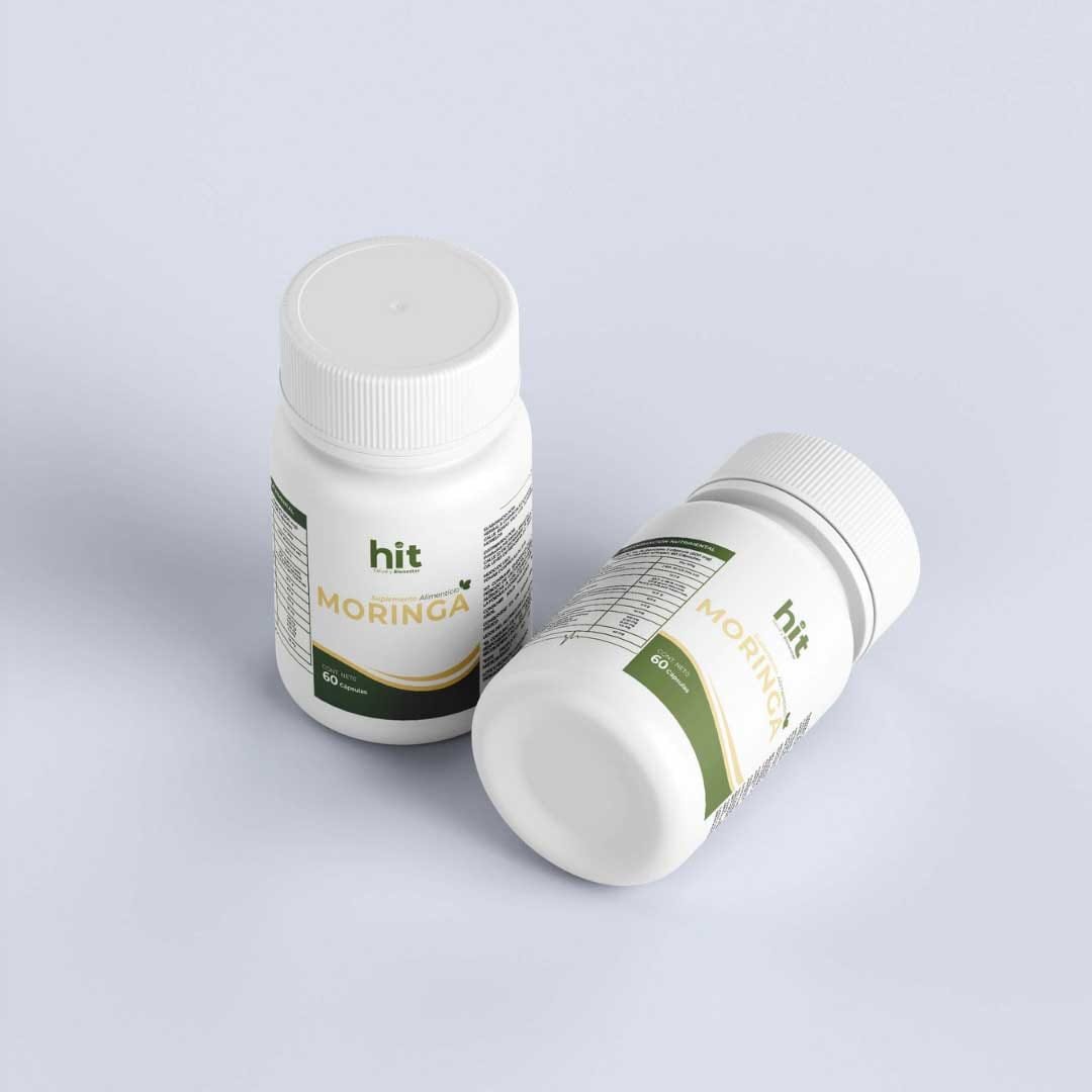 HIT® Moringa en Cápsulas 60 pzs | Complemento Alimenticio con Moringa, Uva, Té Verde y Alga Espirulina | Fórmula Herbal de Origen Natural | Uso Adulto